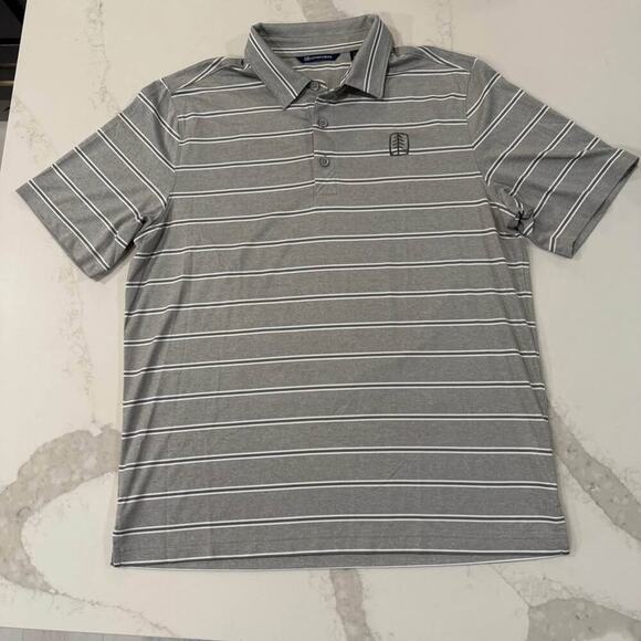 Cutter & Buck Forge Performance Golf Polo Mens Size Large GrayStripe Athleisure - Picture 1 of 5